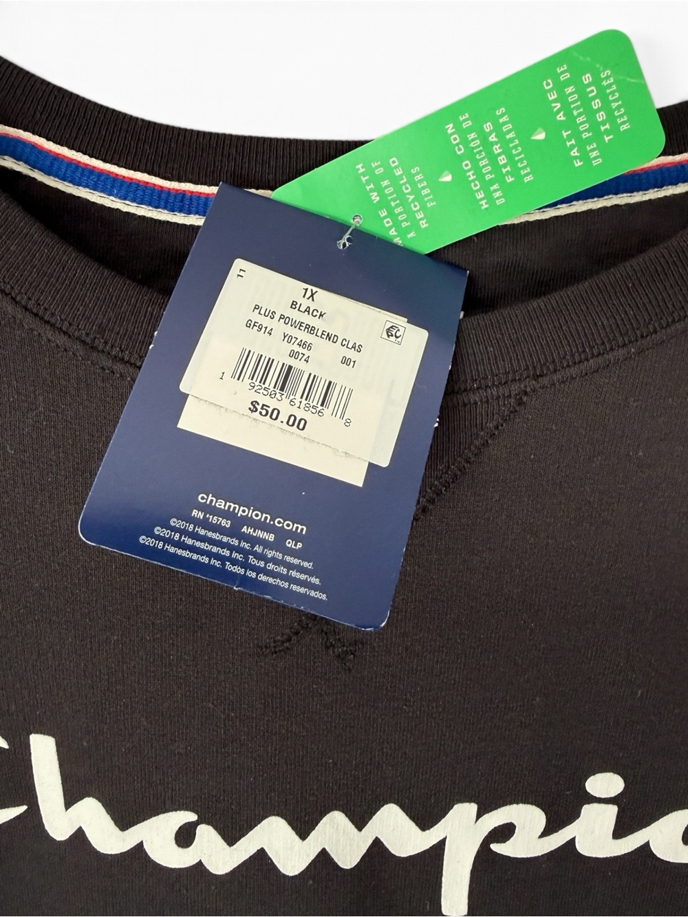 Champion PowerBlend Midweight Fleece Sweatshirt Women's Plus 1X Black NWT - Picture 9 of 11